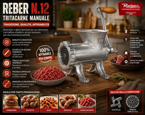 Tritacarne manuale reber 12 - tritacarne,