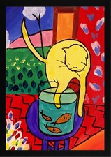 CAT WITH RED FISH by Henri