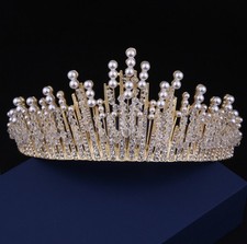 Corona diadema alta 7 cm perle