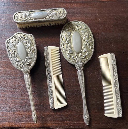 Silver plated vanity set - vanity,