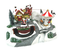 Villaggio Natalizio con Trenino e Carosello Cm20x30x20h Luci+Musica+Movimento