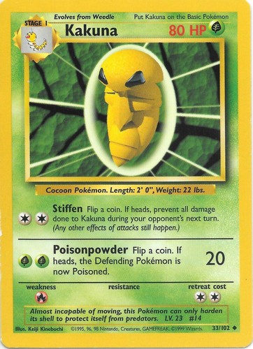 Pokemon carta kakuna 102 - carta,