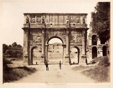 Rome Arco di Costantino Peoples Large original vintage albumen photo 1870c Roma