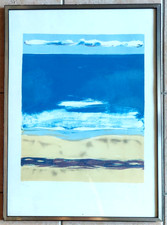 Litografia "mare e spiaggia" firmata a mano Piero Guccione doppiamente timbrata