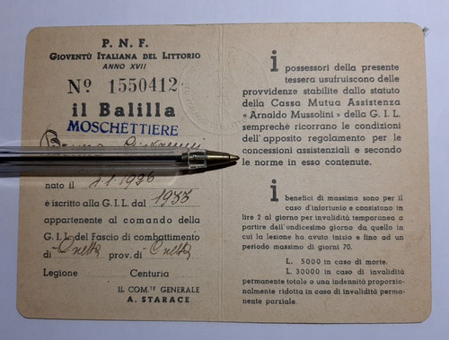 Tessera balilla moschettiere - tessera,