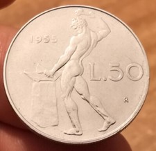 Moneta 50 Lire 1955, Italia Repubblica, qFDC, Rif. 6847