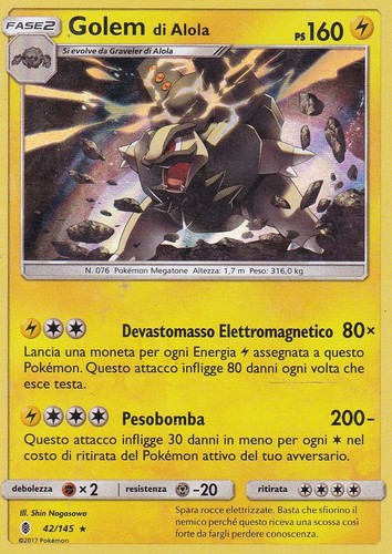 Carta pokemon golem - carta,