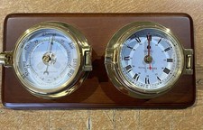 Royal Mariner Brass Clock & Barometer Mounted Set Boat Yacht Gifts