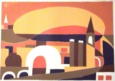 Fischer. " Paesaggio" - Anni '70 vintage - Incisione