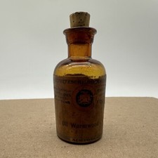 Vintage FRITZSCHE BROTHERS OLIO di Assenzio MEDICINA ETICHETTA ORIGINALE bottiglia ambra