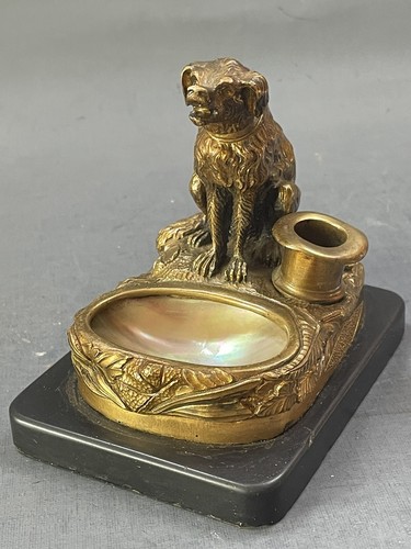 Pyrogène encrier chien bronze - encrier,