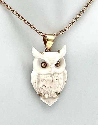 Ciondolo gufo oro - 9kt, cameo