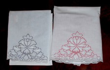 Tende coppia / Asciugamani Ricamate a mano    Sfilato siciliano Vintage