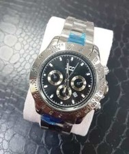 x Orologio Polso Zcc Uomo Quarzo Cronografo Elegante Data Silver Fondo Nero lac