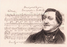  GIOACCHINO ROSSINI - RITRATTO e PARTITURA - Disegno Originale Matita Grafite A4