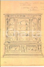1910 ca ROMA Via MARGUTTA Ernesto BASTIANELLO Bozzetto per credenza da soggiorno