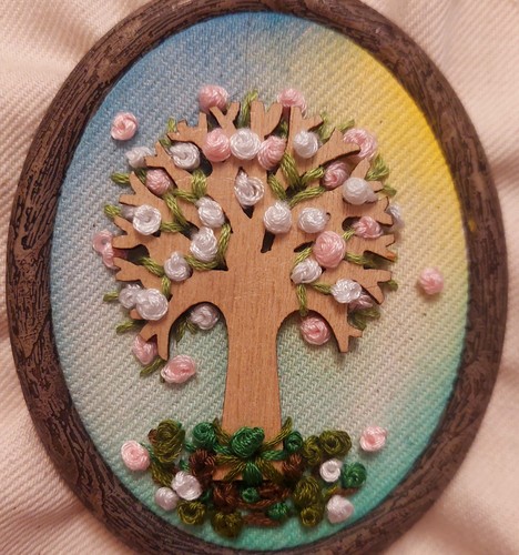 Hand embroidered oval spring - embroidered,