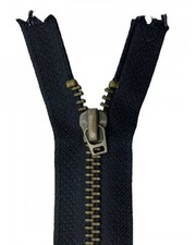 Cerniera Zip Nera in Ottone