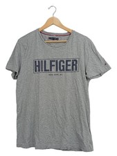 Tommy Hilfiger T-Shirt Uomo Grigia Logo Casual (IT 54, EU 50)