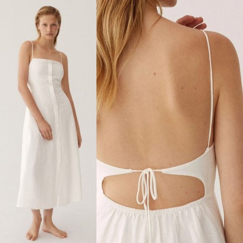 Abito midi oysho bianco - midi, lino