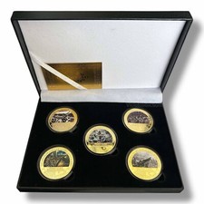 Guerra Mondiale 2 la Battaglia Di Guadalcanal x5 Placcato Oro Monete Display Box