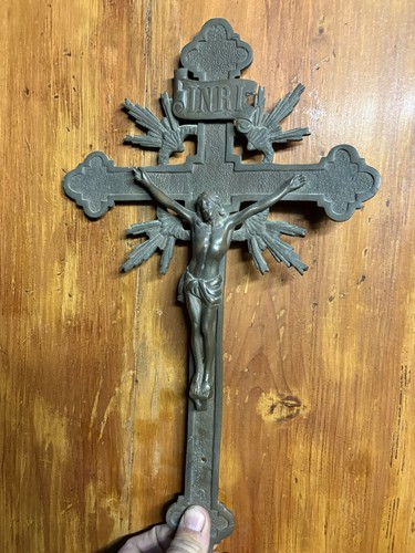 Antico crocifisso ottone - antico,