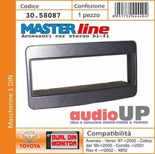 MASCHERINA AUTORADIO 1 DIN PER RAV 4 DAL 2000 AL 2006. ADATTATORE SINGOLO DIN