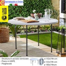 Tavolo Pieghevole in Acciaio Set Birreria Tavolino Da trasporto Bianco Tondo