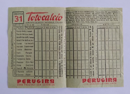 Schedina totocalcio anno 1953 - totocalcio,
