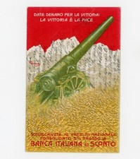 Prestito Nazionale Grande Guerra Banca Italiana Cannone WW1 Cartolina Viaggiata