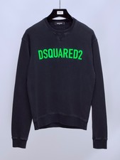 Felpa Uomo DSQUARED2 Neon Grafica Gomma Stampata Dan Fit Nera Taglia M