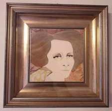 QUADRO A TECNICA MISTA AUT.GIANNI LONGINOTTI RAFFIG.'VOLTO DI DONNA CAPELLI GRIG