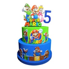 Torta Scenografica Super Mario Bros Personalizzata con Nome ed Età del Festeggia
