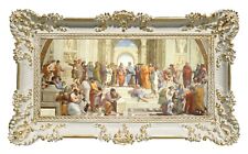 STAMPA SU BANNER TELATO DIPINTO RAFFAELLO SCUOLA DI ATENE CORNICE BAROCCA 96X56