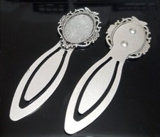 1pz segnalibro con castone ovale 25x18mm colore argento tibet 8,8x2,8cm bijoux