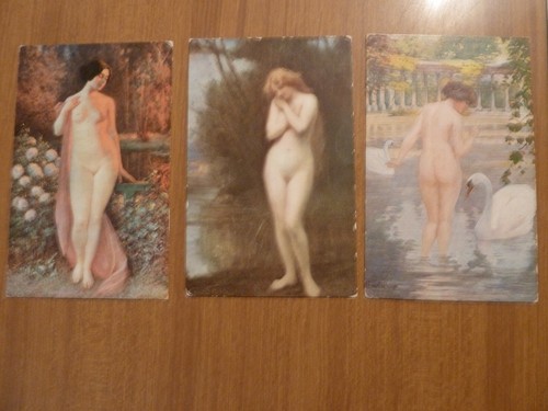 Tre cartoline nudi - cartoline, di