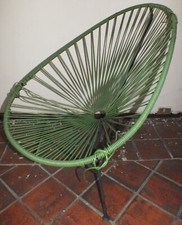 POLTRONA VINTAGE 50/60s Ferro Corda Plastica Esterno Bar Modernariato Design