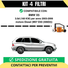 Kit 4 Filtri Tagliando per BMW X5 3.0d 160 kw Diesel 2003-2006