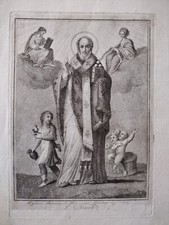 San Nicola Vescovo  Mira Myra Bari stampa antica 1790 Nicolaus Niccolò