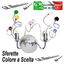 APPLIQUE MODERNA CROMATA 2 LUCI LAMPADA DA PARETE CROMO CRISTALLO BAGNO Sandra