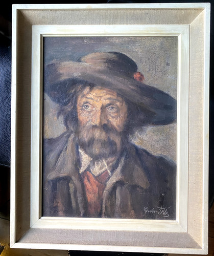 Dipinto olio ritratto uomo con - uomo,