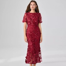 Vestito Rosso Vino A Sirena