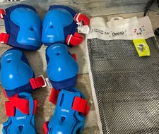 ⚡️Oxelo SkteBoard/Roller Skate Protector (Ginocchio, Gomito e Guanto) Blu/Rosso -2XS