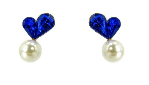 Orecchini cuore cristallo - cuore, blu