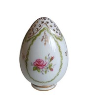 *HH* Antico Uovo Da Cucito Porta aghi Ago In Porcellana Floreale Dipinto Fiori 