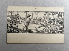 m) Cartolina donnina Liberty Art Nouveau gioco bocce 