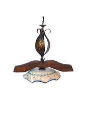 LAMPADARIO INGRESSO A 1 LUCE IN FERRO BATTUTO LEGNO CERAMICA ART.ALF215