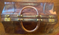 Grande Borsa Triangolare Vera Pelle Da ViaggiVintage Come Nuova Piccolo Graffio