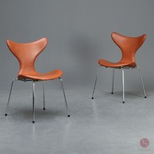 Sedia Fritz Hansen 3108 Lily pelle marrone Arne Jacobsen sedia design danese TOP