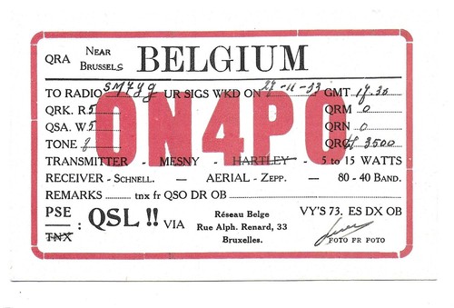 Radio qsl on4po bruxelles - radio,